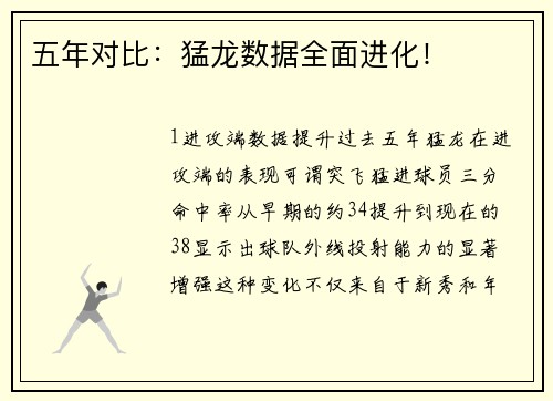 五年对比：猛龙数据全面进化！